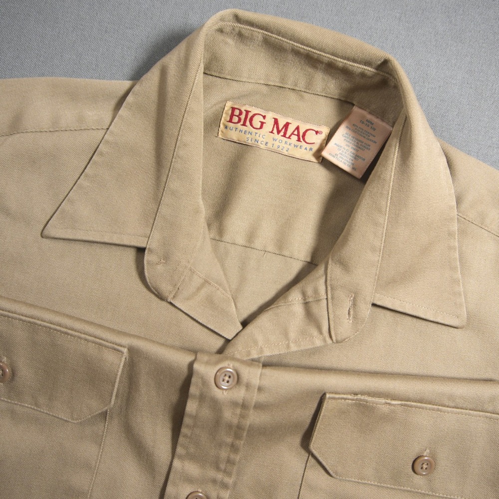 Vintage Big Mac Short Sleeve Button Up Men Shirt M Mechanic Work Outdoor Biker